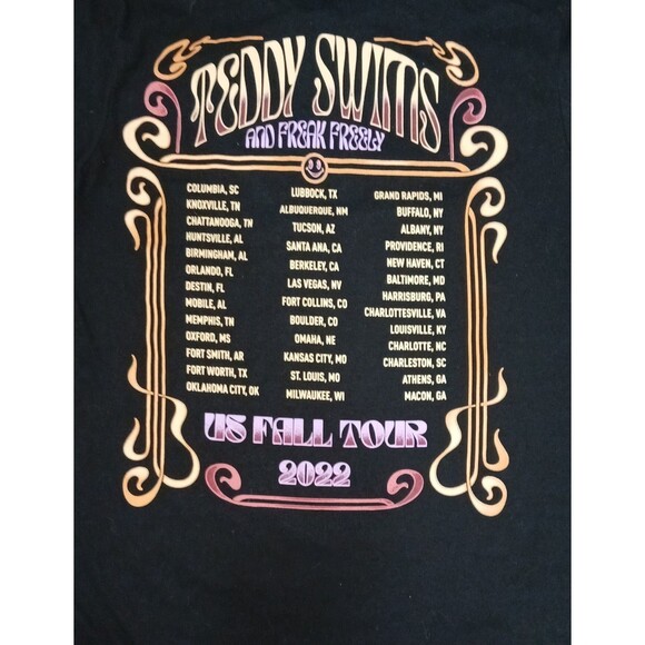 Teddy Swims Tour Shirt XL Freak Freely 2022 Concert Tee Black Double Sided Music - Picture 4 of 4